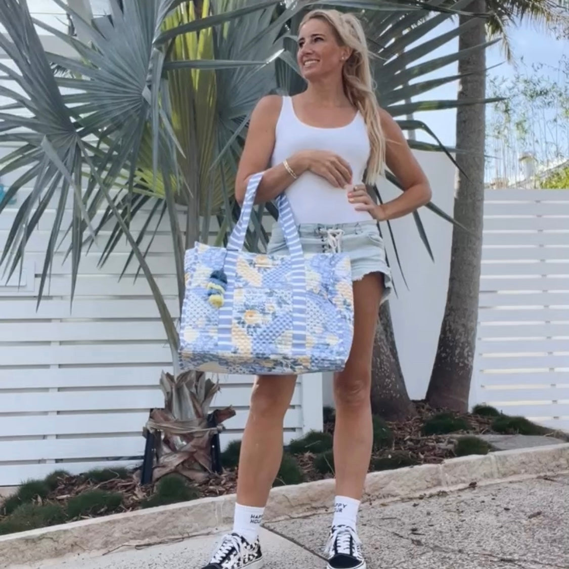 Striped Beach Bag-Lovely Lavender