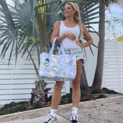 Striped Beach Bag-Lovely Lavender