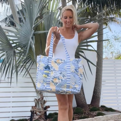 Striped Beach Bag-Lovely Lavender