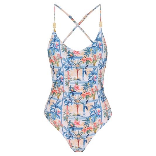 Cross Back One Piece-Positano Sun